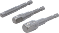 Conjunto de adaptadores para perfuradoras | Entrada sextavado externo 6,3 mm (1/4") | Saída de sextavado externo 6,3 mm (1/4"), 10 mm (3/8"), 12,5 mm (1/2"), 3 peças
