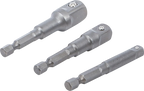 Conjunto de adaptadores para perfuradoras | Entrada sextavado externo 6,3 mm (1/4") | Saída de sextavado externo 6,3 mm (1/4"), 10 mm (3/8"), 12,5 mm (1/2"), 3 peças
