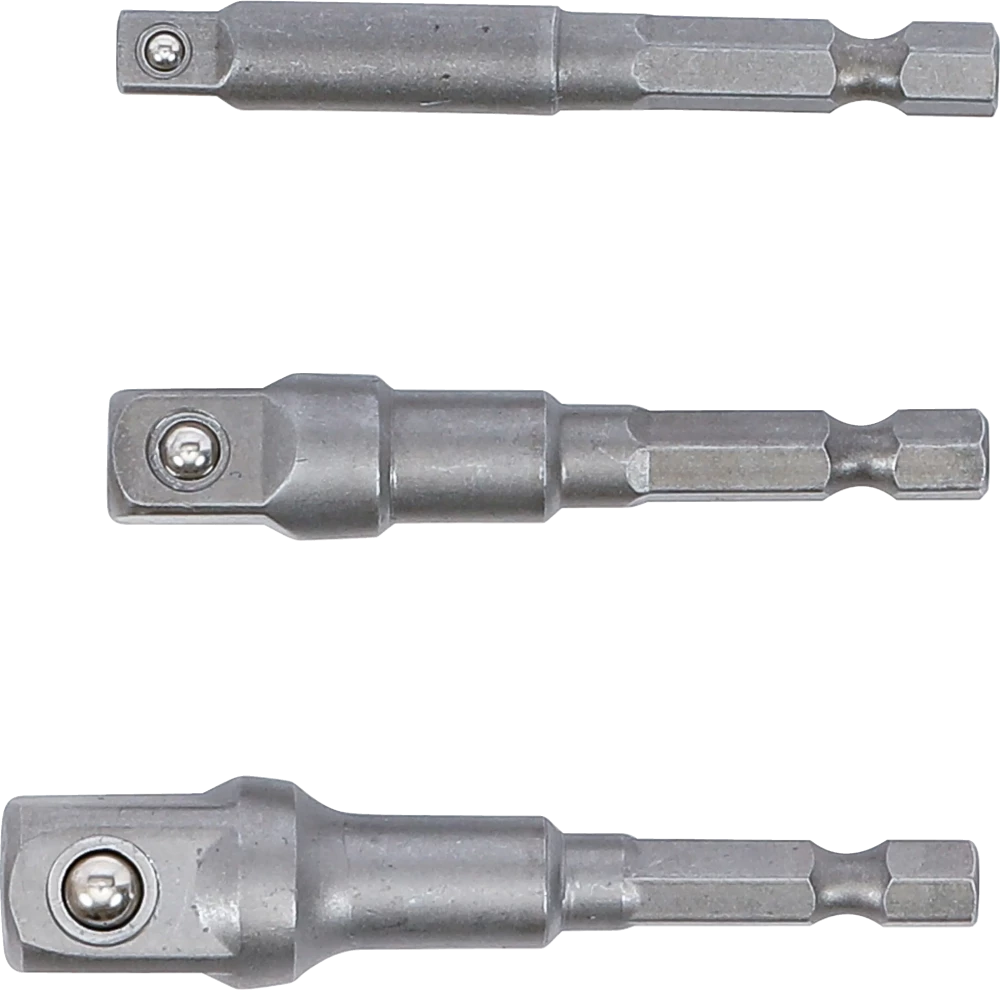 Conjunto de adaptadores para perfuradoras | Entrada sextavado externo 6,3 mm (1/4") | Saída de sextavado externo 6,3 mm (1/4"), 10 mm (3/8"), 12,5 mm (1/2"), 3 peças