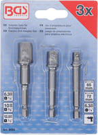 Conjunto de adaptadores para perfuradoras | Entrada sextavado externo 6,3 mm (1/4") | Saída de sextavado externo 6,3 mm (1/4"), 10 mm (3/8"), 12,5 mm (1/2"), 3 peças