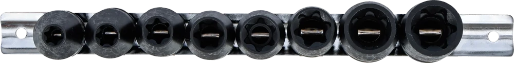 Conjunto de encaixes para chave de caixa de impacto perfil em E | Entrada de quadrado interno de 12,5 mm (1/2") | E10 - E24 | 8 peças