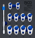 Inserção para carrinho de ferramentas 1/6: Conjunto de chaves hexagonais de boca aberta | 10 - 19 mm | 10 mm (3/8") | 11 peças