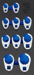 Bandeja para carrinho de ferramenta 1/3: Conjunto de chaves hexagonais de boca aberta | 10 mm / 12,5 mm (1/2") / 20 mm (3/4") | 10 peças