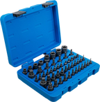 Conjunto de Encaixes | Torx, Torx+Furo, Torx Plus, Perfil E | 52 peças