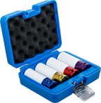 Conjunto de encaixes de impacto com proteção | Entrada de quadrado interno de 12,5 mm (1/2") | 17 / 19 / 21 / 22 mm | 4 peças