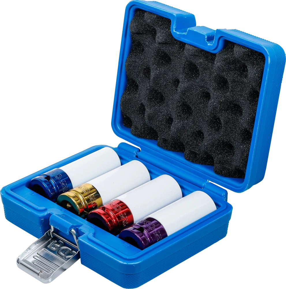 Conjunto de encaixes de impacto com proteção | Entrada de quadrado interno de 12,5 mm (1/2") | 17 / 19 / 21 / 22 mm | 4 peças