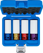 Conjunto de encaixes de impacto com proteção | Entrada de quadrado interno de 12,5 mm (1/2") | 17 / 19 / 21 / 22 mm | 4 peças