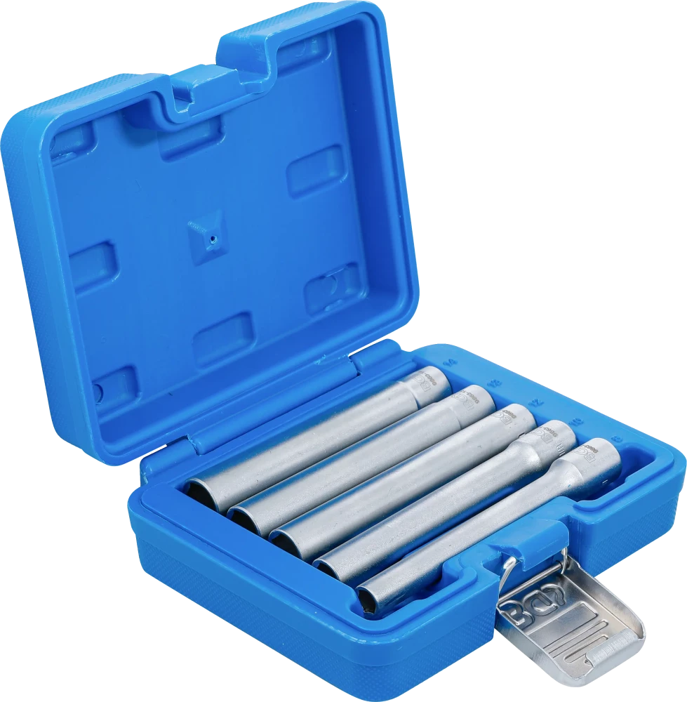 Conjunto de encaixes para chave de caixa sextavados, extra profundos | Entrada de quadrado interno de 10 mm (3/8") | 8 - 14 mm | 5 peças