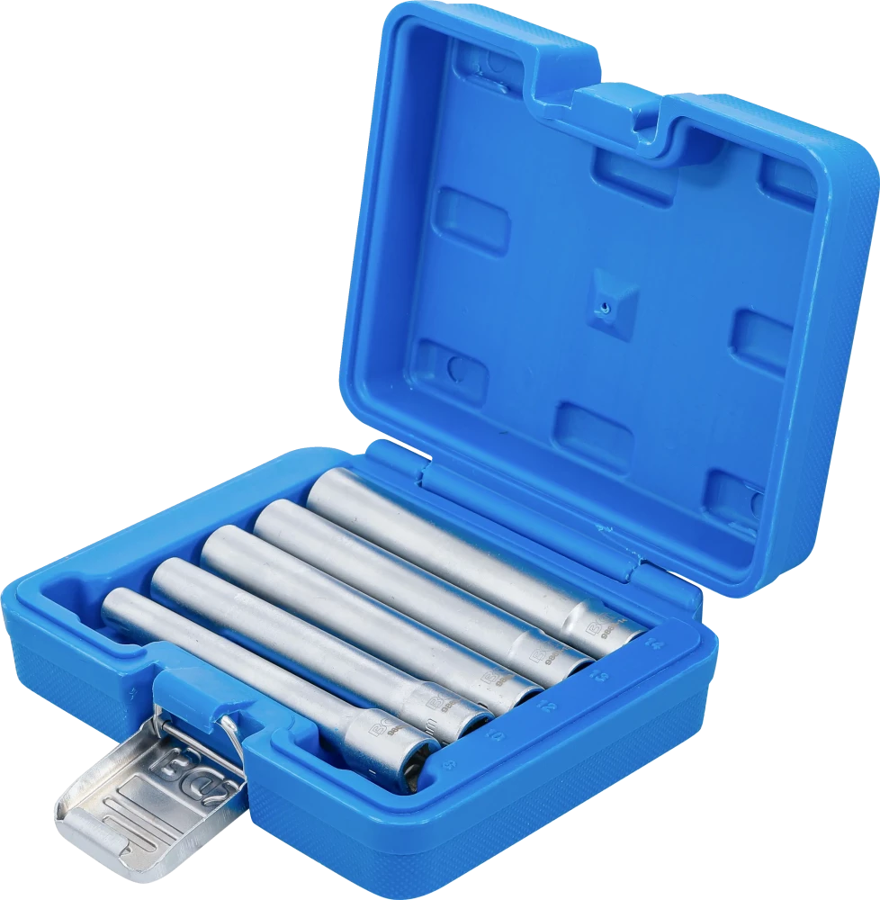 Conjunto de encaixes para chave de caixa sextavados, extra profundos | Entrada de quadrado interno de 10 mm (3/8") | 8 - 14 mm | 5 peças
