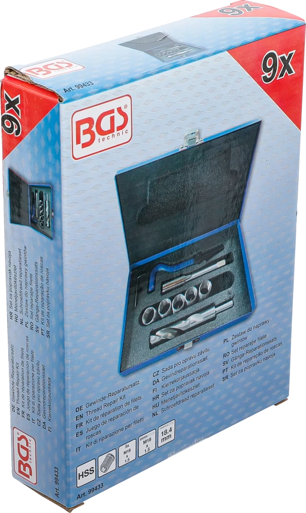 Kit de reparação de roscas | M18 x 1,5 | 9 peças