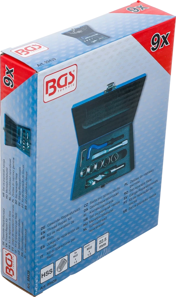 Kit de reparação de roscas | M22 x 1,5 | 9 peças